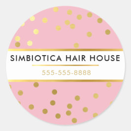 GLAMモダン紙吹雪水玉模様フェイク金ゴールド淡い色のピンク ラウンドシール