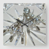 Glamヴィンテージアールデコライン石アクリル スクエア壁時計 (正面)