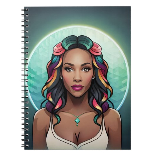 Glam女性レインボーエッセンスエンパワメント女の子パワー ノートブック (正面)