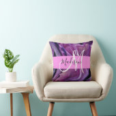 Glam抽象芸術パープルきらめくテクスチャピンクモノグラム クッション (椅子)