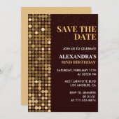 Glam日付を保存金ゴールド92歳の誕生日招待状 招待状 (正面/裏面)