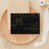 Glam書道ブラック金ゴールド紙吹雪60誕生日 招待状