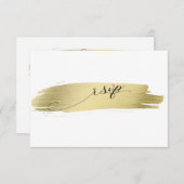 Glam書道金ゴールドストロークウェディングRSVP 出欠カード (正面/裏面)