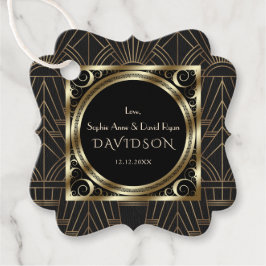 Glam王室の金ゴールドブラックアールデコ20結婚s フェイバータグ