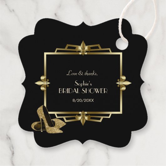 Glam王室の金ゴールドブラックアールデコ20結婚s フェイバータグ (裏面)