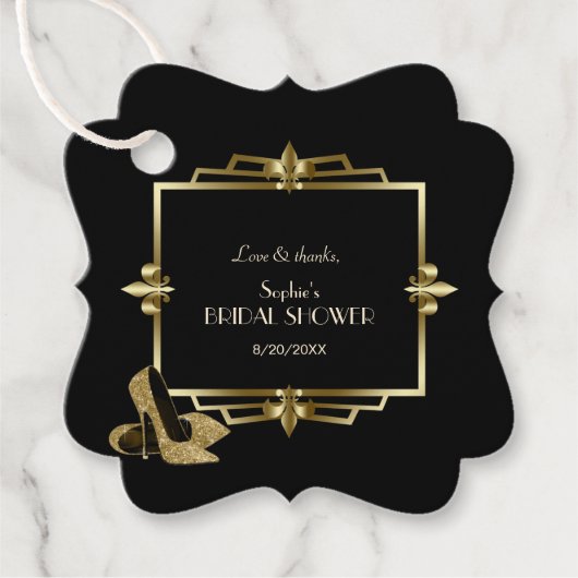 Glam王室の金ゴールドブラックアールデコ20結婚s フェイバータグ (正面)