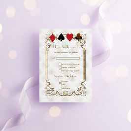 Glam王室の金ゴールドホワイトアールデコ1920結婚s 出欠カード