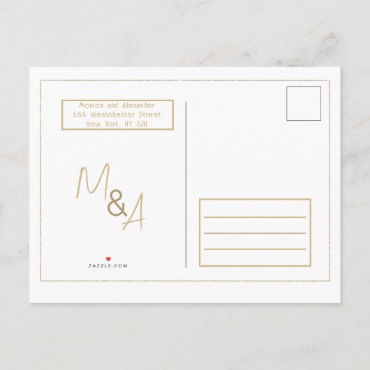 Glam白エレガント金ゴールドカレンダー日付の保存 案内ポストカード (裏面)