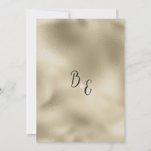 Glam白金ゴールドグレー大理石フローラ日付を保存 招待状 (裏面)