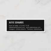 glam白黒モダン通りのサインメイクアップアーティスト スキニー名刺 (裏面)