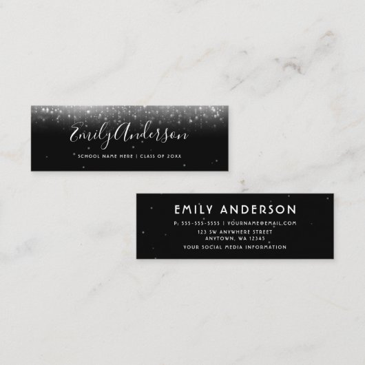 Glam白黒卒業名挿入カード スキニー名刺 (正面/裏面)