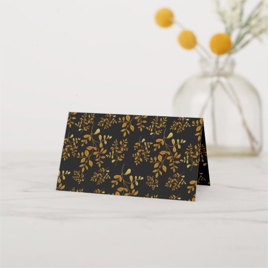 Glam神秘的な黒い金ゴールド雲ムーン結婚ズ プレイスカード (裏面)