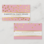 GLAM紙吹雪モダンドットパターン金ゴールドピ淡い色のンク 名刺 (正面/裏面)