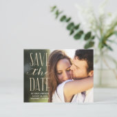 Glam素朴レタリング写真Save the Date 案内ポストカード (スタンド正面)