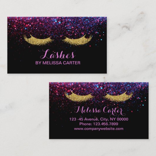 Glam美しいサロンメイクアップアーティストラッシュ拡張機能 名刺 (正面/裏面)