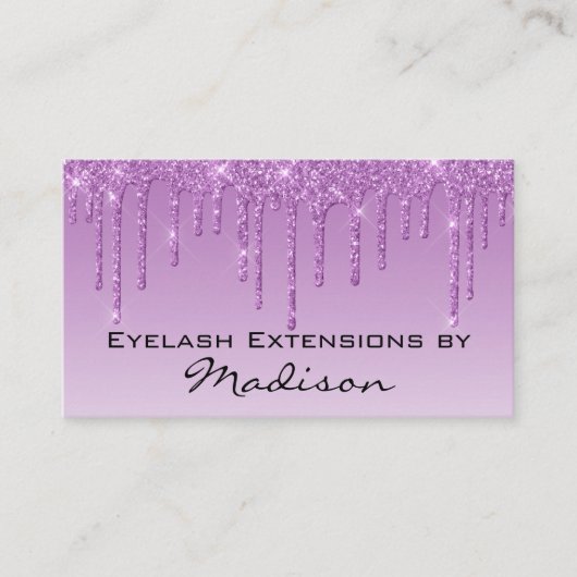 Glam薄紫パープルグリッタードリップスメイクアップまつげ 名刺 (正面)