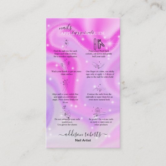 Glam虹色モダン爪、 ネイルアプリケーションガイドブ 名刺 (正面)