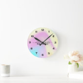 Glam虹色光りホログラフィック ラウンド壁時計 (ホーム)