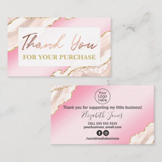 Glam赤面ピンクゲート購入ありがとう 名刺 (正面/裏面)