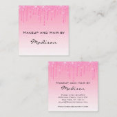 Glam赤面ピンクローズグリッタードリップスメイクアップアーティスト スクエア名刺 (正面/裏面)