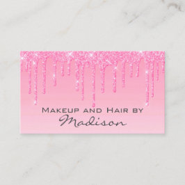 Glam赤面ピンクローズグリッタードリップスメイクアップアーティスト 名刺
