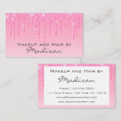 Glam赤面ピンクローズグリッタードリップスメイクアップアーティスト 名刺 (正面/裏面)