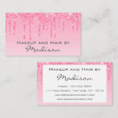 Glam赤面ピンクローズグリッタードリップスメイクアップアーティスト 名刺 (正面/裏面)