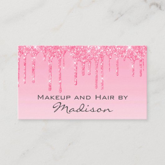 Glam赤面ピンクローズグリッタードリップスメイクアップアーティスト 名刺 (正面)