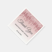 Glam赤面ピンク金ゴールドグリッターサンキューベイビーシャワー スタンダードカクテルナプキン (角)