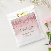 Glam赤面ピンク金ゴールドグリッターサンキューベイビーシャワー フェイバーバッグ (封をした状態)