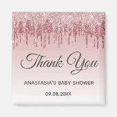 Glam赤面ピンク金ゴールドグリッターサンキューベイビーシャワー マグネット (正面)