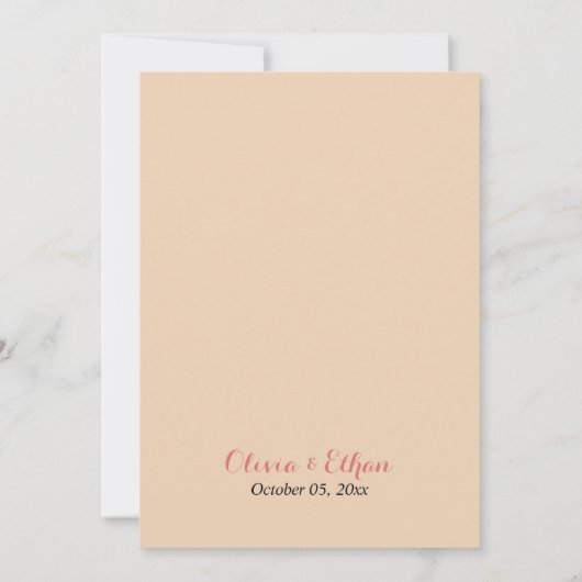 glam赤面ピンク金ゴールドグリッター結婚フローラ 招待状 (裏面)