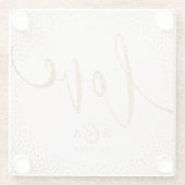 Glam赤面フェイクグリッターバラ金ゴールド書道愛 ガラスコースター (裏面)