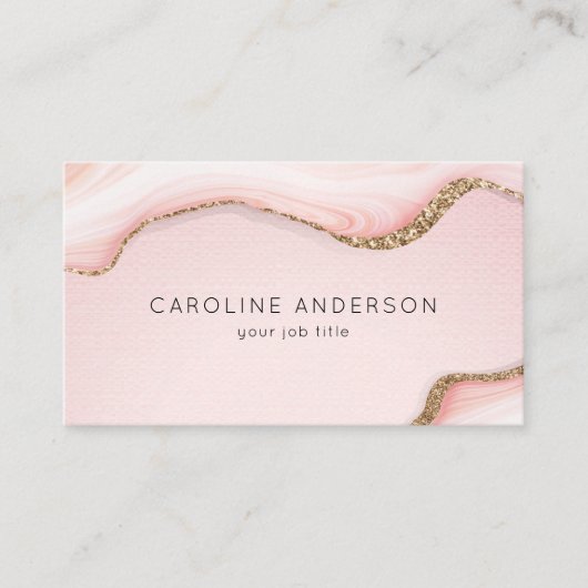 Glam金ゴールドおよびピンク抽象芸術フェミニン名刺 名刺 (正面)