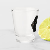 Glam金ゴールドとブラックアールデコモノグラム ショットグラス (左)