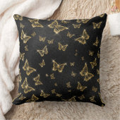 Glam金ゴールドと黒い蝶のパターン クッション (ブランケット)