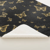 Glam金ゴールドと黒い蝶のパターン シェルパブランケット (3/4)