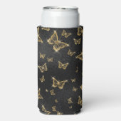 Glam金ゴールドと黒い蝶のパターン スリム缶クーラー (Seltzer裏面)