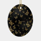 Glam金ゴールドと黒い蝶のパターン セラミックオーナメント (右)