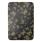 Glam金ゴールドと黒い蝶のパターン バスマット (正面縦)