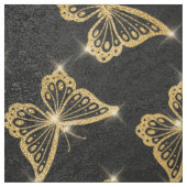 Glam金ゴールドと黒い蝶のパターン ファブリック (見本)