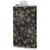 Glam金ゴールドと黒い蝶のパターン フラスク (左)