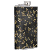 Glam金ゴールドと黒い蝶のパターン フラスク (右)