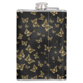 Glam金ゴールドと黒い蝶のパターン フラスク (裏面)