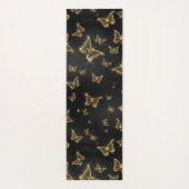 Glam金ゴールドと黒い蝶のパターン ヨガマット (裏面)