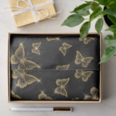 Glam金ゴールドと黒い蝶のパターン 薄葉紙 (ギフト)
