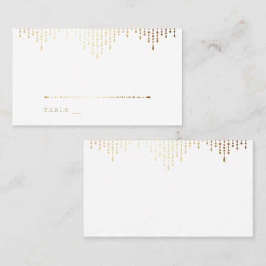 Glam金ゴールドアートデコヴィンテージウェディング座席表 プレイスカード (正面/裏面)