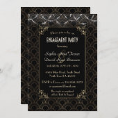 Glam金ゴールドアールデコフルーアデリス婚約パーティ 招待状 (正面/裏面)