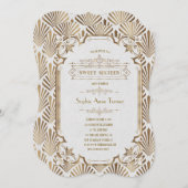 Glam金ゴールドアールデコブラックギャツビー20sSweet sixteen 招待状 (正面/裏面)