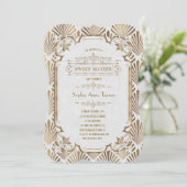 Glam金ゴールドアールデコブラックギャツビー20sSweet sixteen 招待状 (スタンド正面)